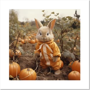 Easter Bunny And Pumpkins Posters and Art